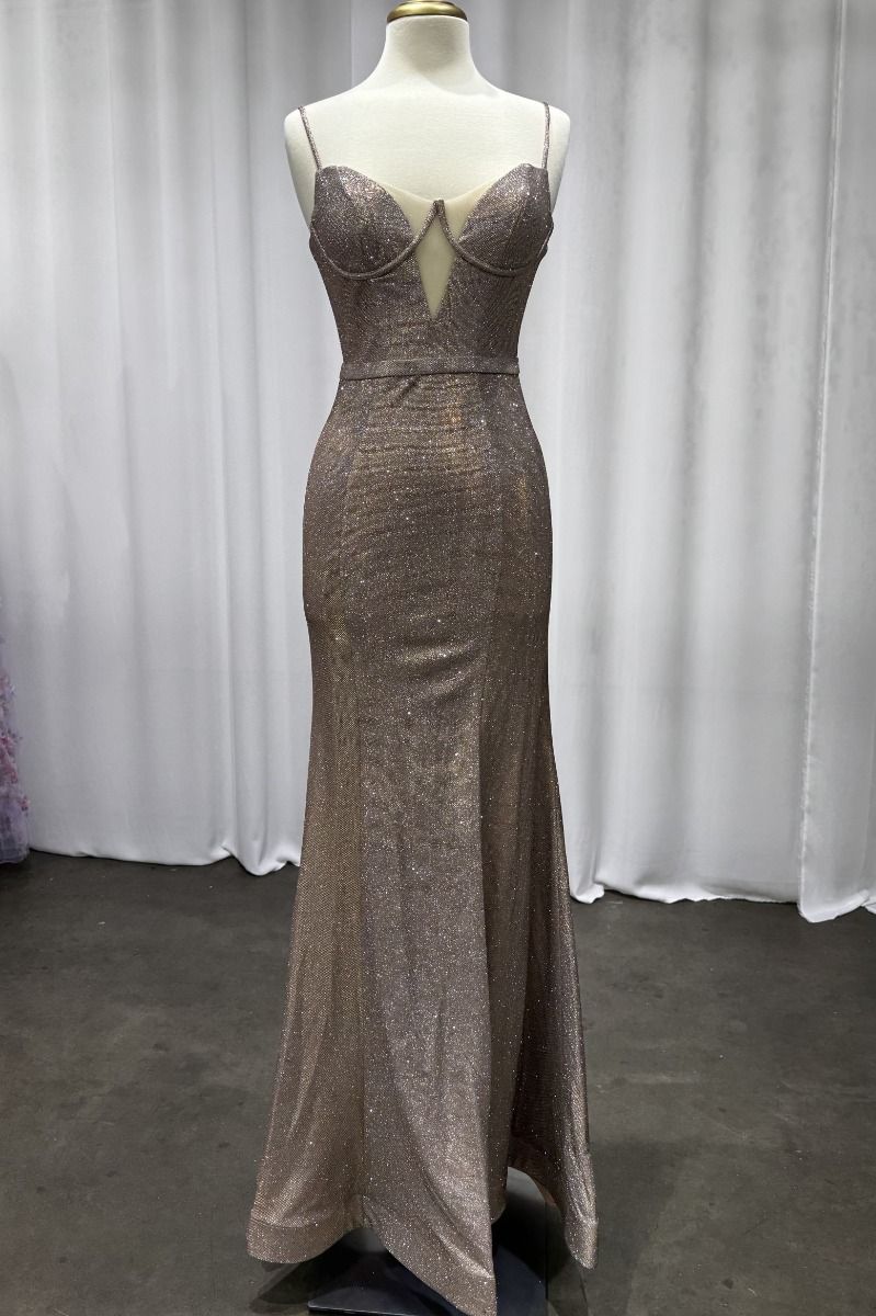 Glitter Fitted Copper Gown-0