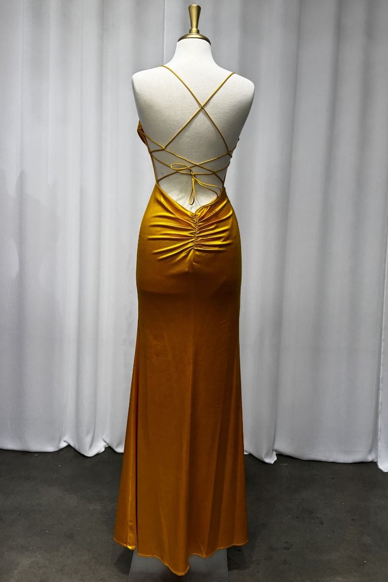 Yellow Satin Corset Gown-1