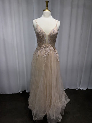 Nude A-Line Tulle Gown-0