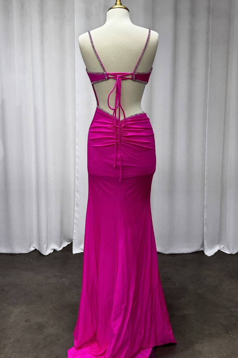 Fitted Cut Out Fuchsia Dress-1