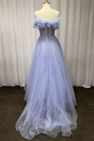 Strapless Layered Blue Ball Gown-1