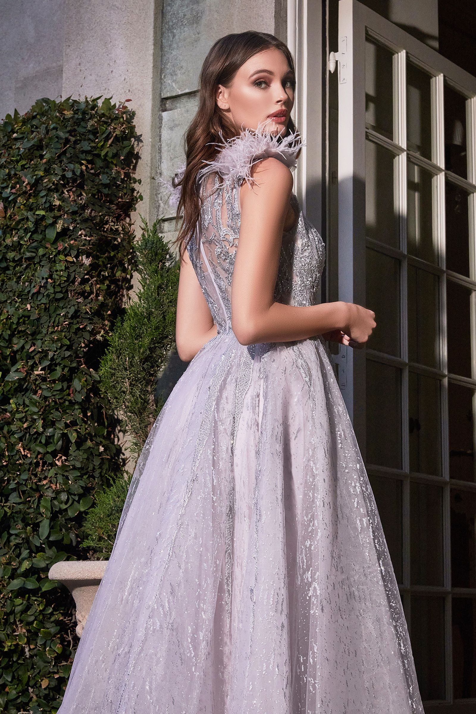 Feather Layered Tulle A-Line-2