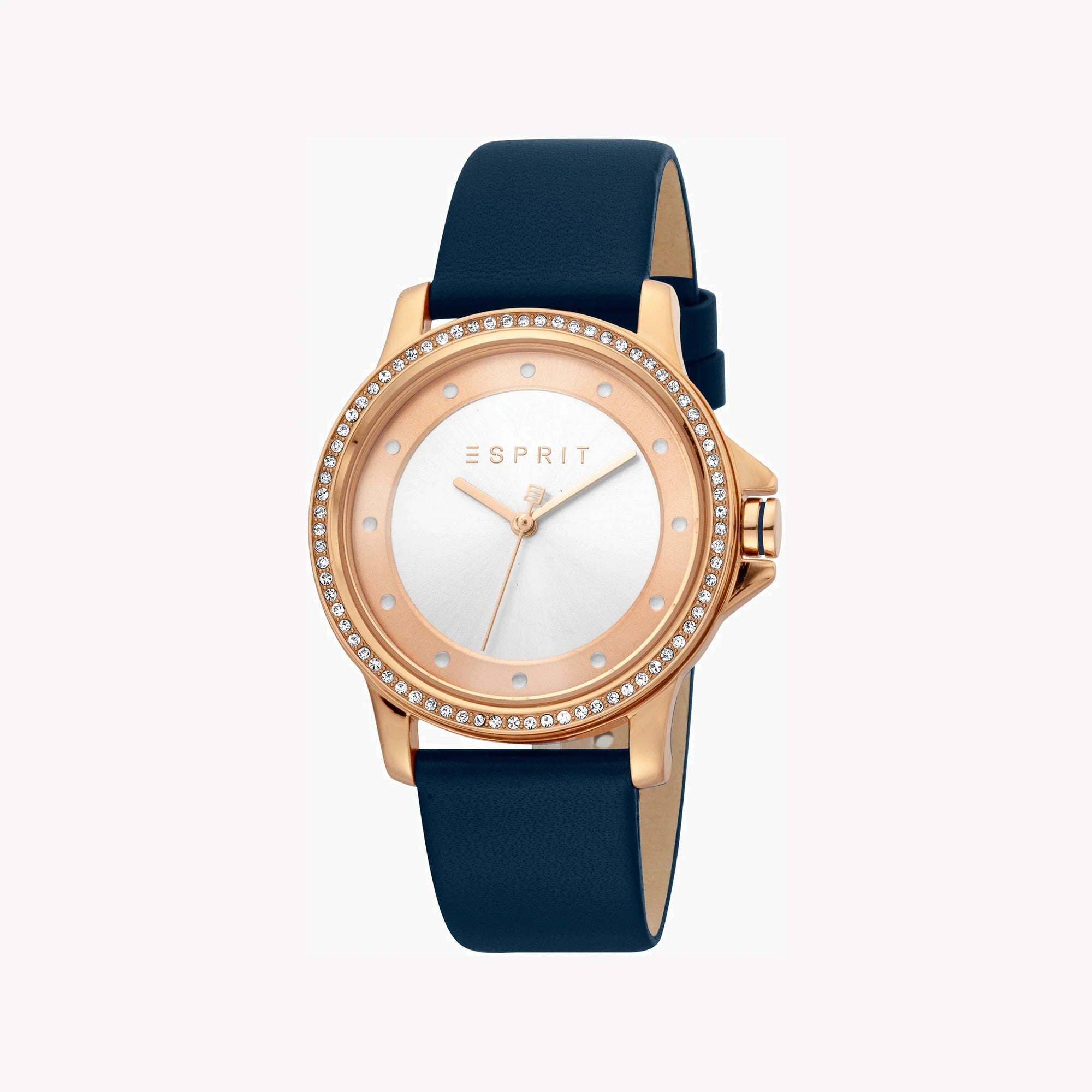 ESPRIT Women's Watch with Rose Gold Stainless Steel Case and Blue Leather Band-0