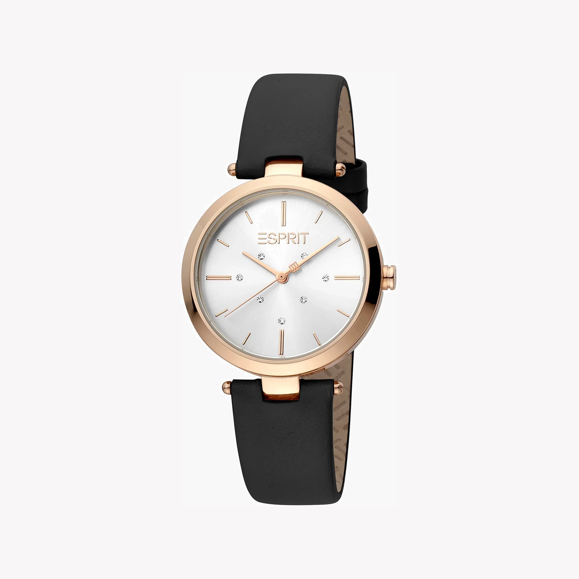 ESPRIT Women's Watch with Rose Gold Stainless Steel Case and Black Leather Band-0