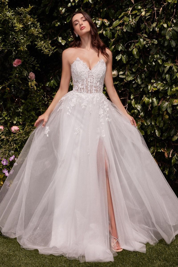 Strapless A-Line Lace & Tulle Wedding Dress-3