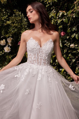 Strapless A-Line Lace & Tulle Wedding Dress-1