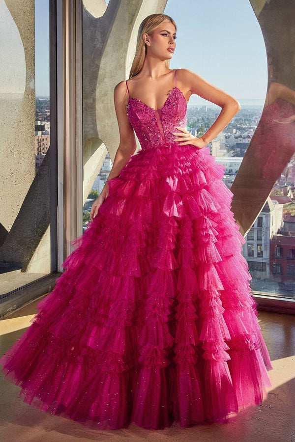 Ruffled Layered Ball Gown-0