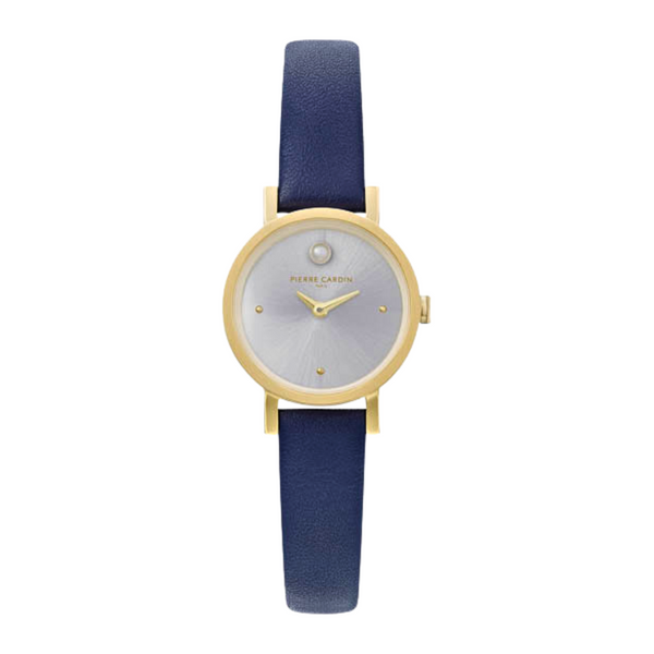 PIERRE CARDIN Women's Watch with Gold Stainless Steel Case and Blue Leather Band-0