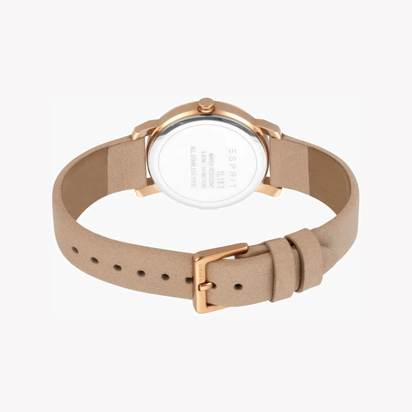 ESPRIT Women's Watch with Rose Gold Stainless Steel Case and Beige Leather Band-2