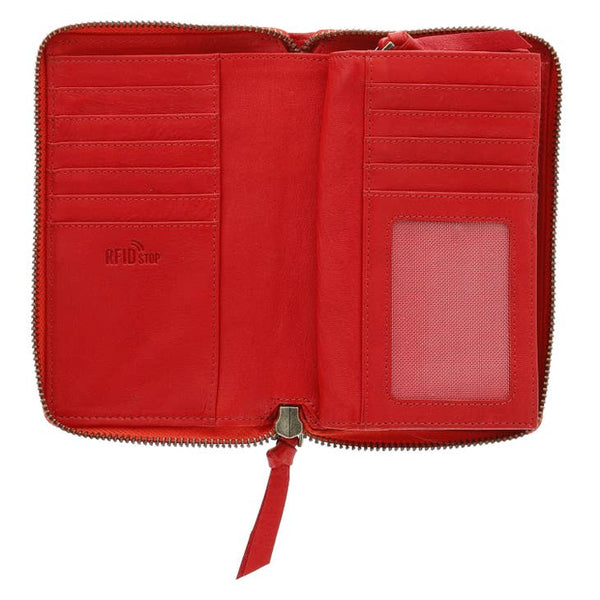 Stephanie Women's Real Leather Wallet Red-2