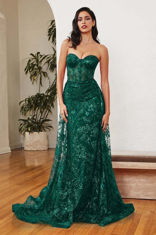 Glitter Fitted Gown And Overskirt-5