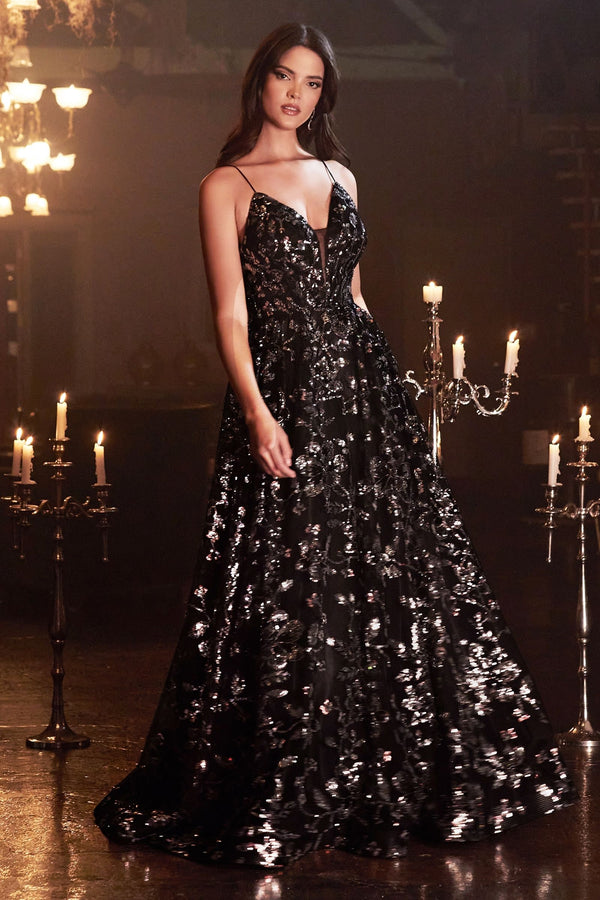 Sequin Print Ball Gown-0