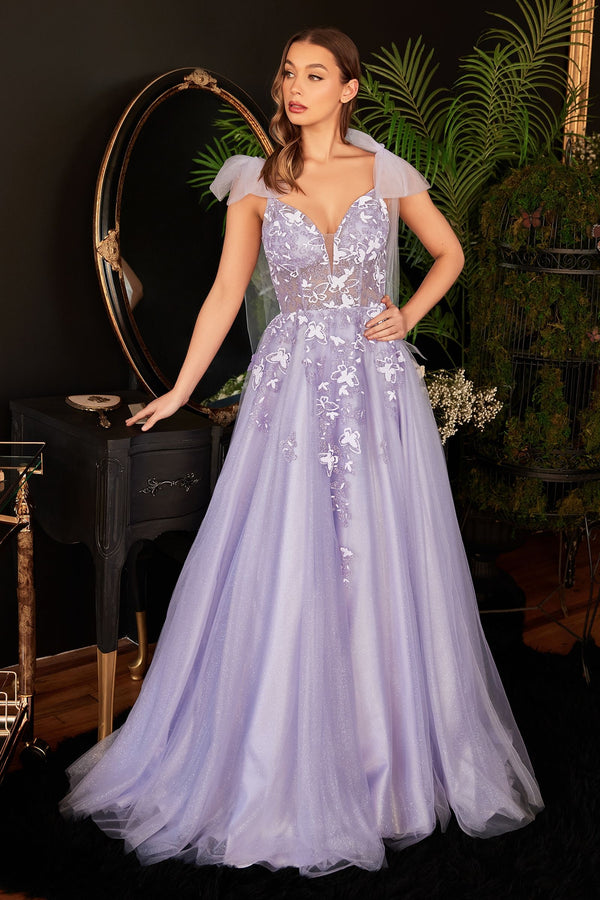 A-Line Tulle Gown With Floral Detail-2