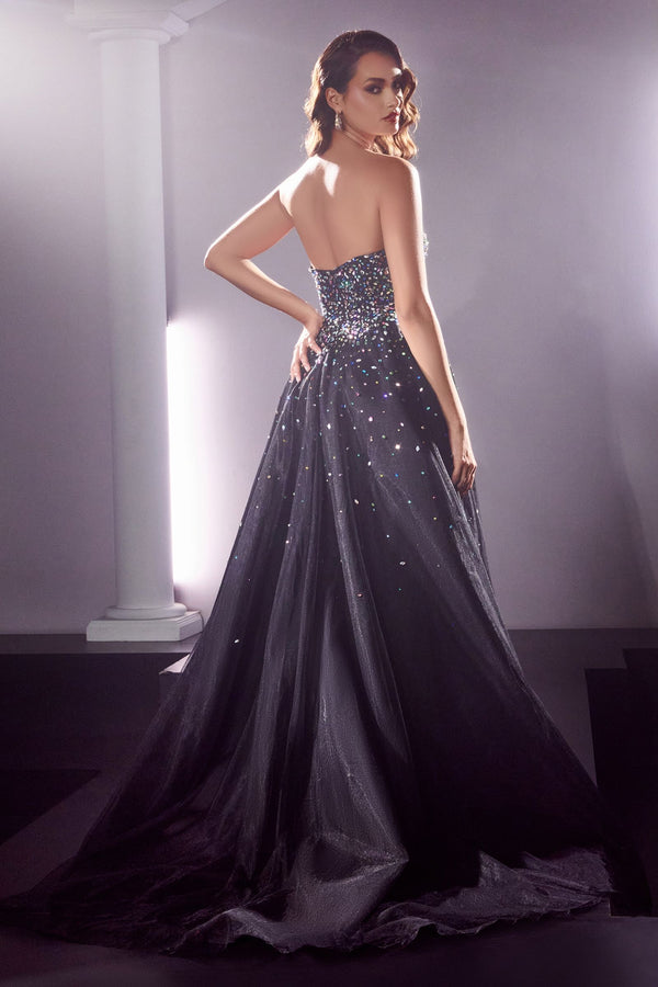 Strapless Ball Gown With Jewel Accents-3