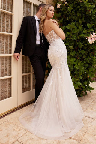 Strapless Embellished Mermaid Wedding Dress-1