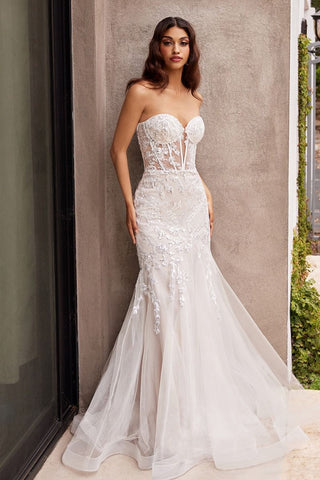 Strapless Embellished Mermaid Wedding Dress-3