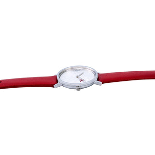 PIERRE CARDIN Women's Watch with Silver Stainless Steel Case and Red Leather Band-2