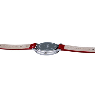 PIERRE CARDIN Women's Watch with Silver Stainless Steel Case and Red Leather Band-3