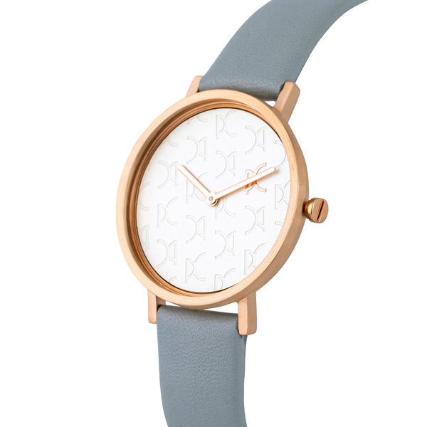 PIERRE CARDIN Women's Watch with Rose Gold Stainless Steel Case and Gray Leather Band-1