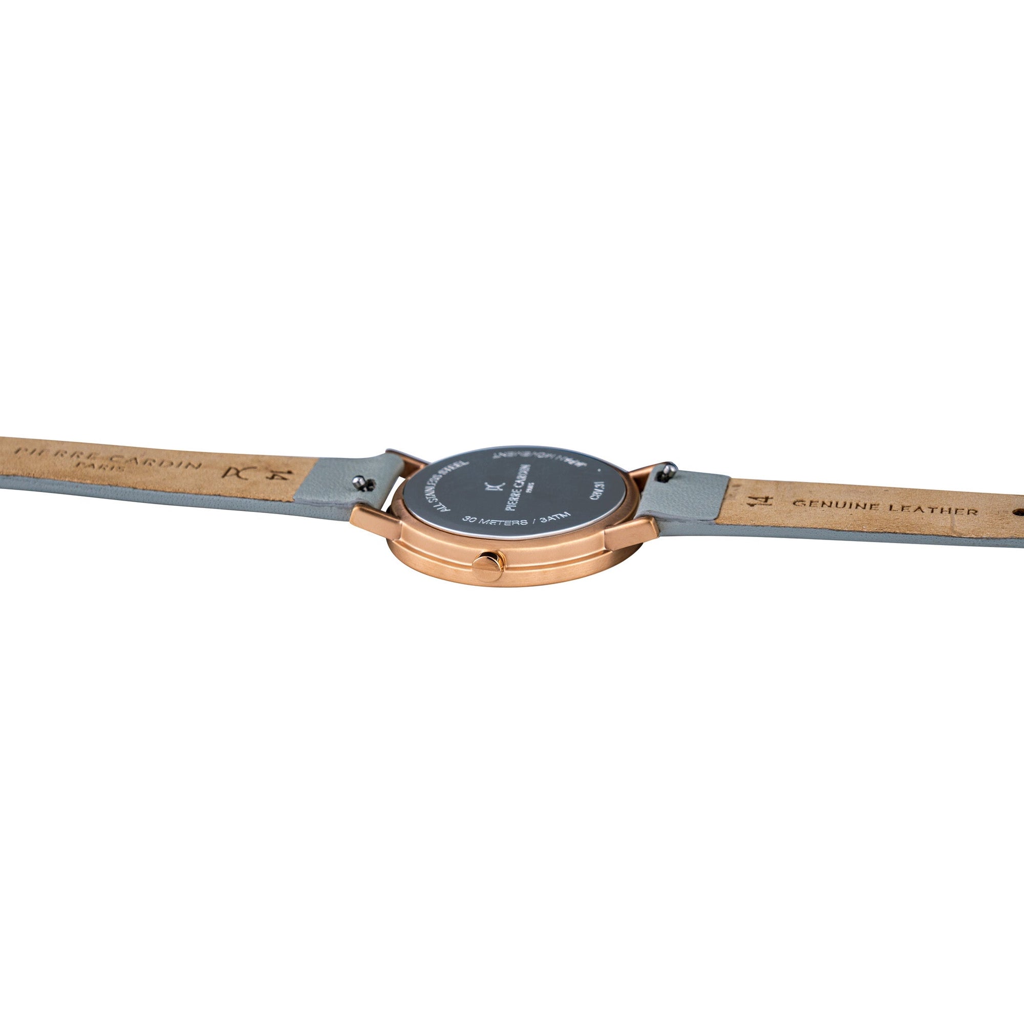 PIERRE CARDIN Women's Watch with Rose Gold Stainless Steel Case and Gray Leather Band-3