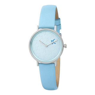 PIERRE CARDIN Women's Watch with Silver Stainless Steel Case and Baby Blue Leather Band-0