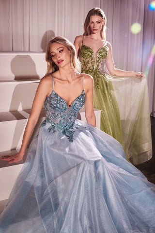 A-Line Layered Tulle Gown & Lace Embellished Bodice-4