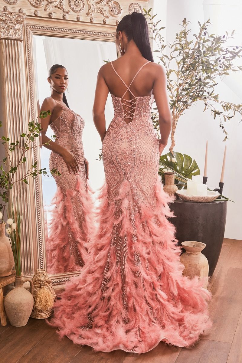 Feathered Mermaid Gown-3