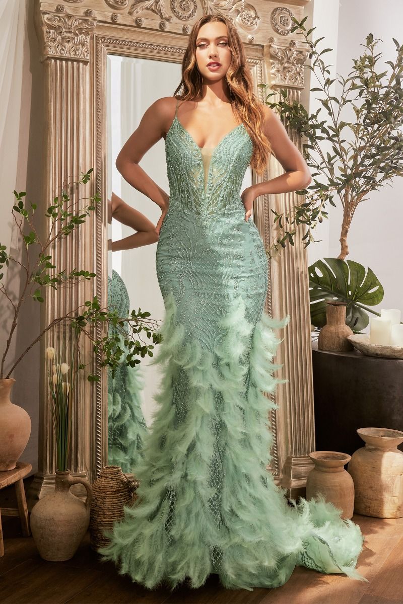 Feathered Mermaid Gown-0