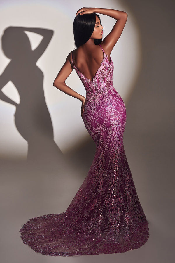 Fitted Glitter Mermaid Gown-1