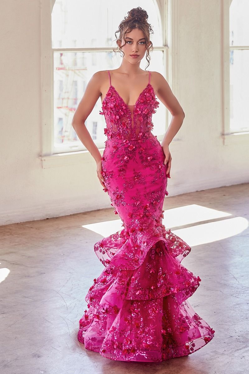 Floral Appliqued Mermaid Gown-3