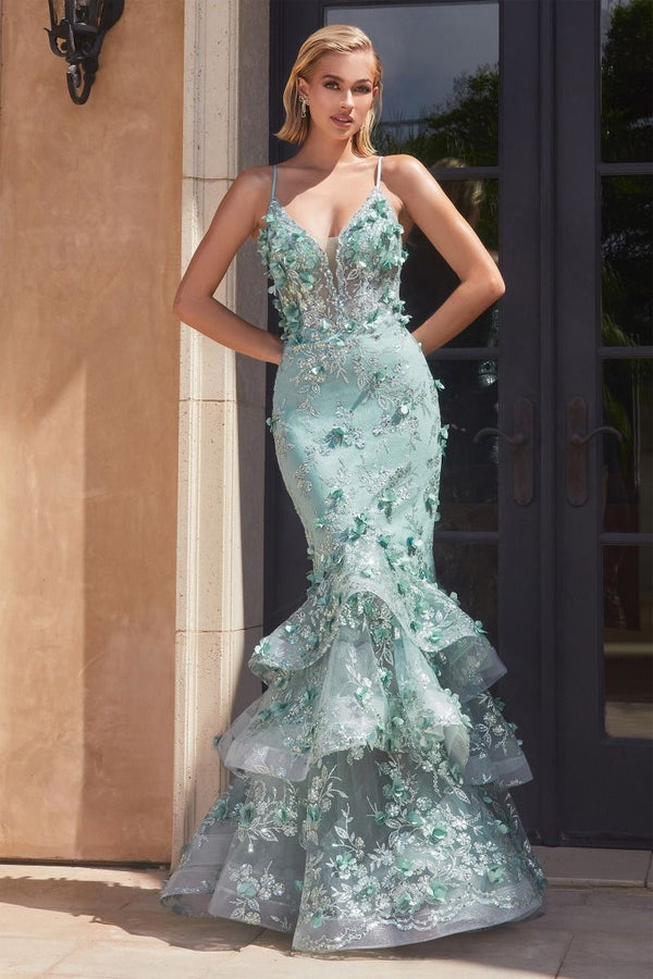 Floral Appliqued Mermaid Gown-6