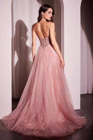 Strapless Beaded Tulle Ball Gown-2