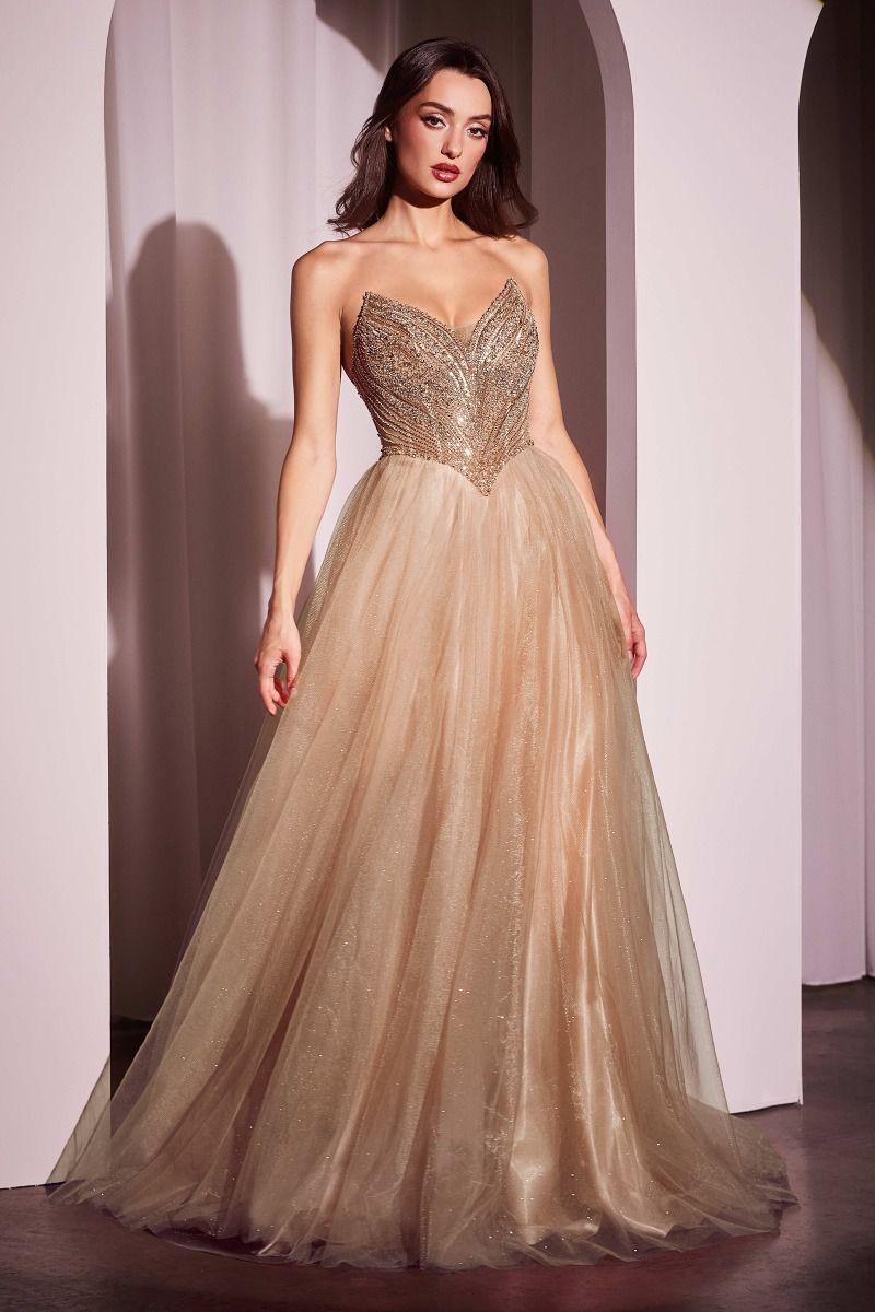 Strapless Beaded Tulle Ball Gown-7