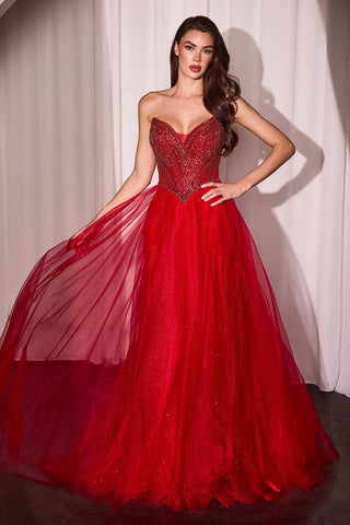 Strapless Beaded Tulle Ball Gown-9