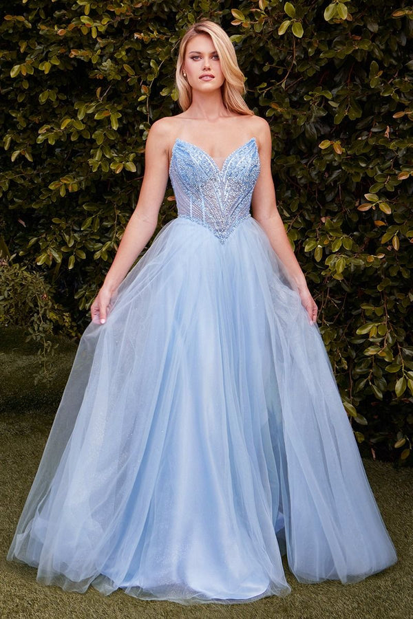 Strapless Beaded Tulle Ball Gown-11