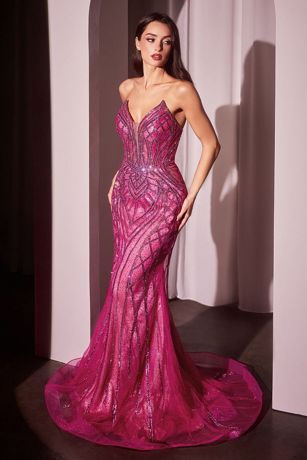 Crystal Strapless Embellished Mermaid Gown-6