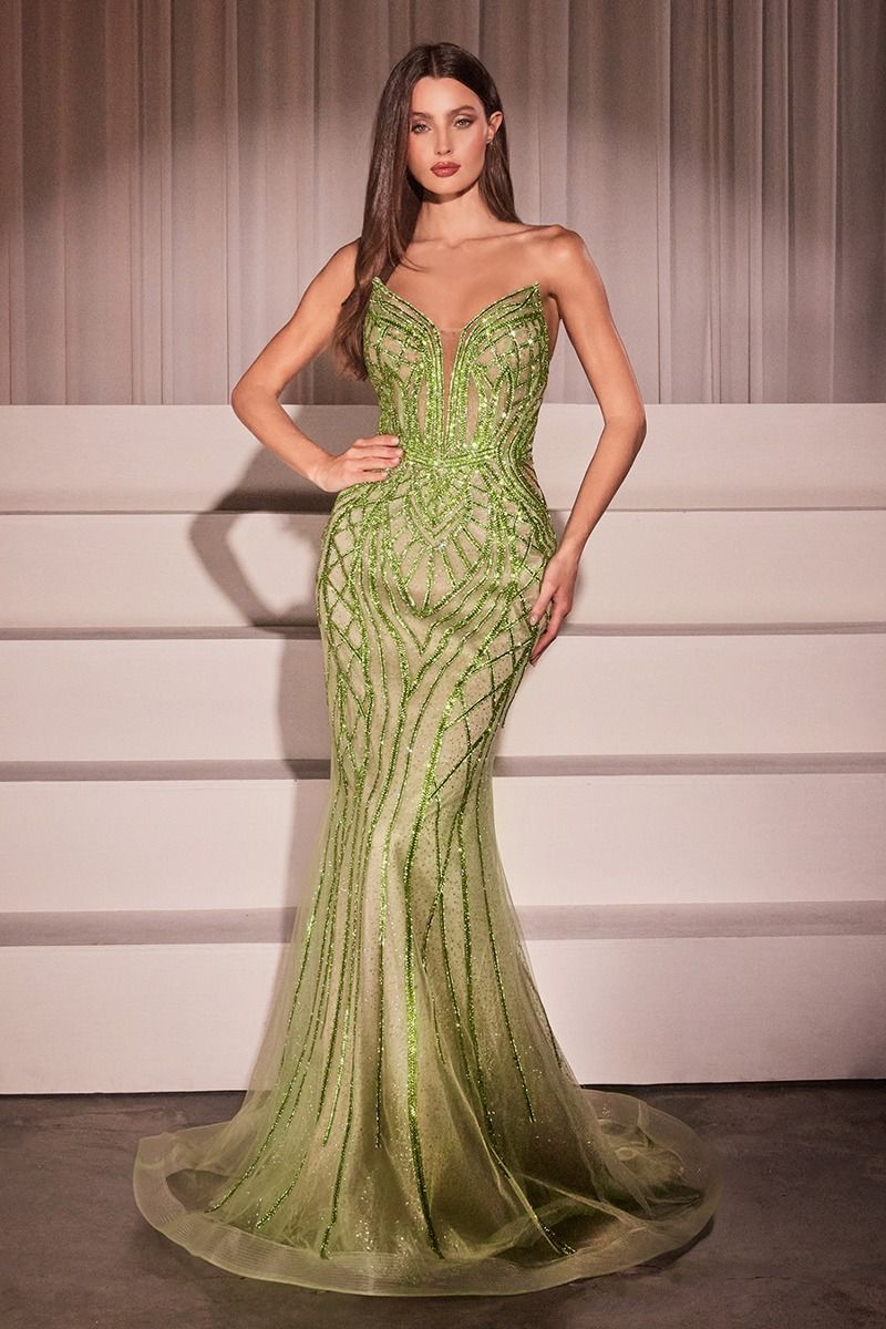 Crystal Strapless Embellished Mermaid Gown-7