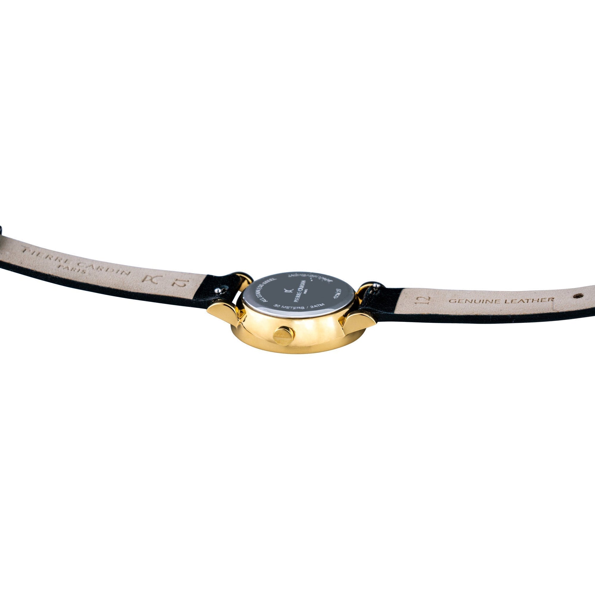 PIERRE CARDIN Women's Watch with Gold Stainless Steel Case and Black Leather Band-3