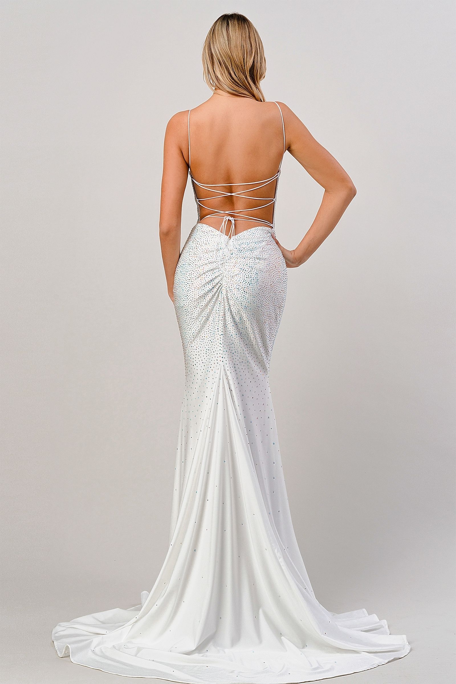 Rhinestone Fitted Prom Dress-2