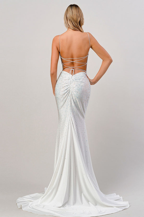 Rhinestone Fitted Prom Dress-2