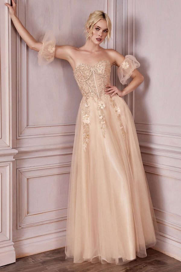 Strapless Layered Tulle Gown-1