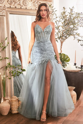 Strapless Beaded Mermaid Dress-0