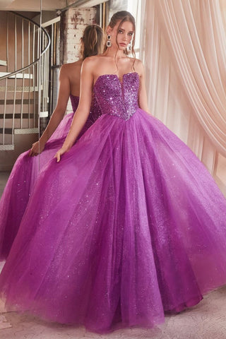 Strapless Sequin & Tulle A-Line Dress-0