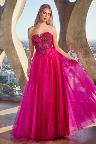 Strapless Sequin & Tulle A-Line Dress-4