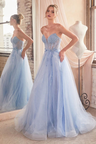 Strapless Layered Tulle Ball Gown-5