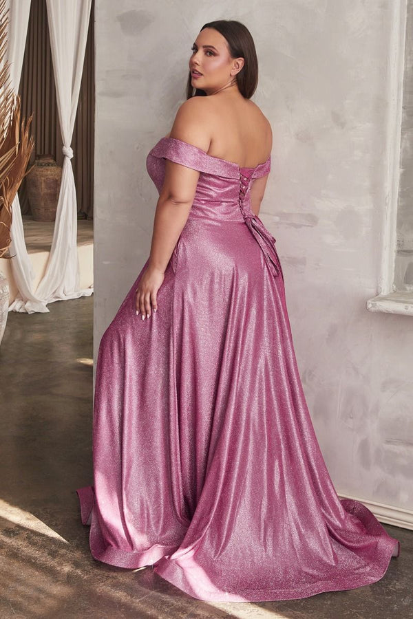 Metallic Off The Shoulder Ball Gown-2