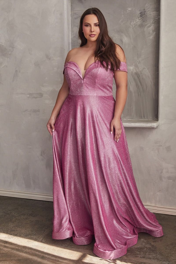 Metallic Off The Shoulder Ball Gown-1