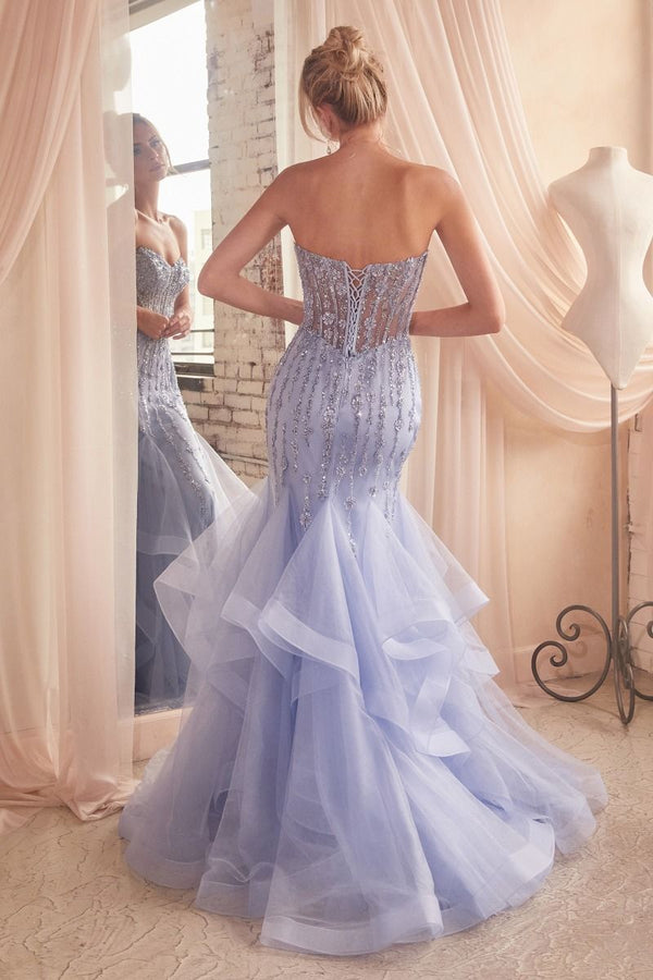 Tiered Mermaid Gown With Embellishments-2