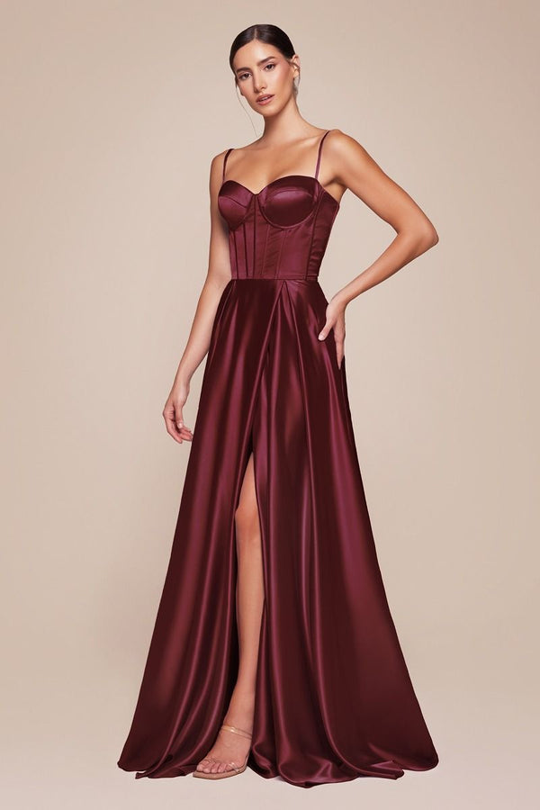 A-Line Satin Bustier Dress-3