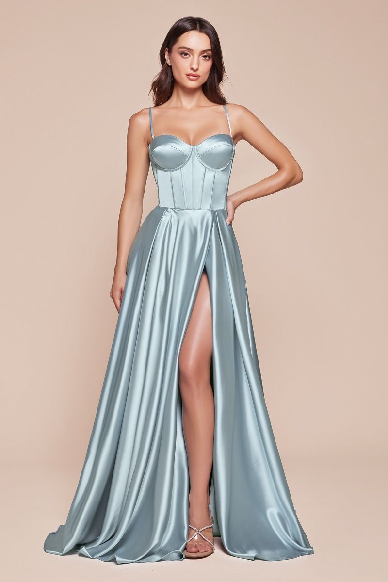 A-Line Satin Bustier Dress-7